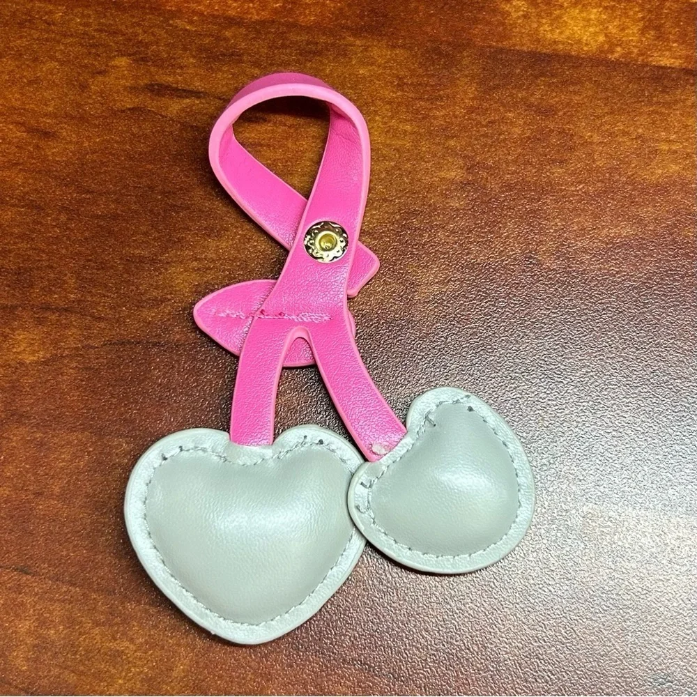 Pink and Gray Heart Keychain/Purse Charm